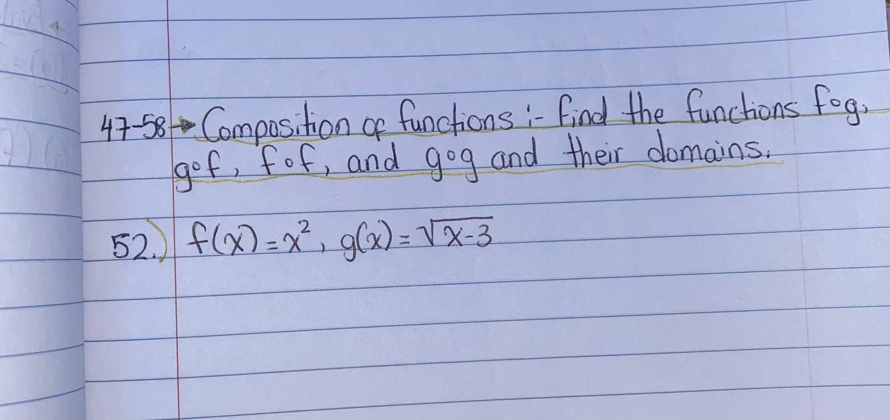 solve this 47-58 - Composition of functions :- find the functions fog,