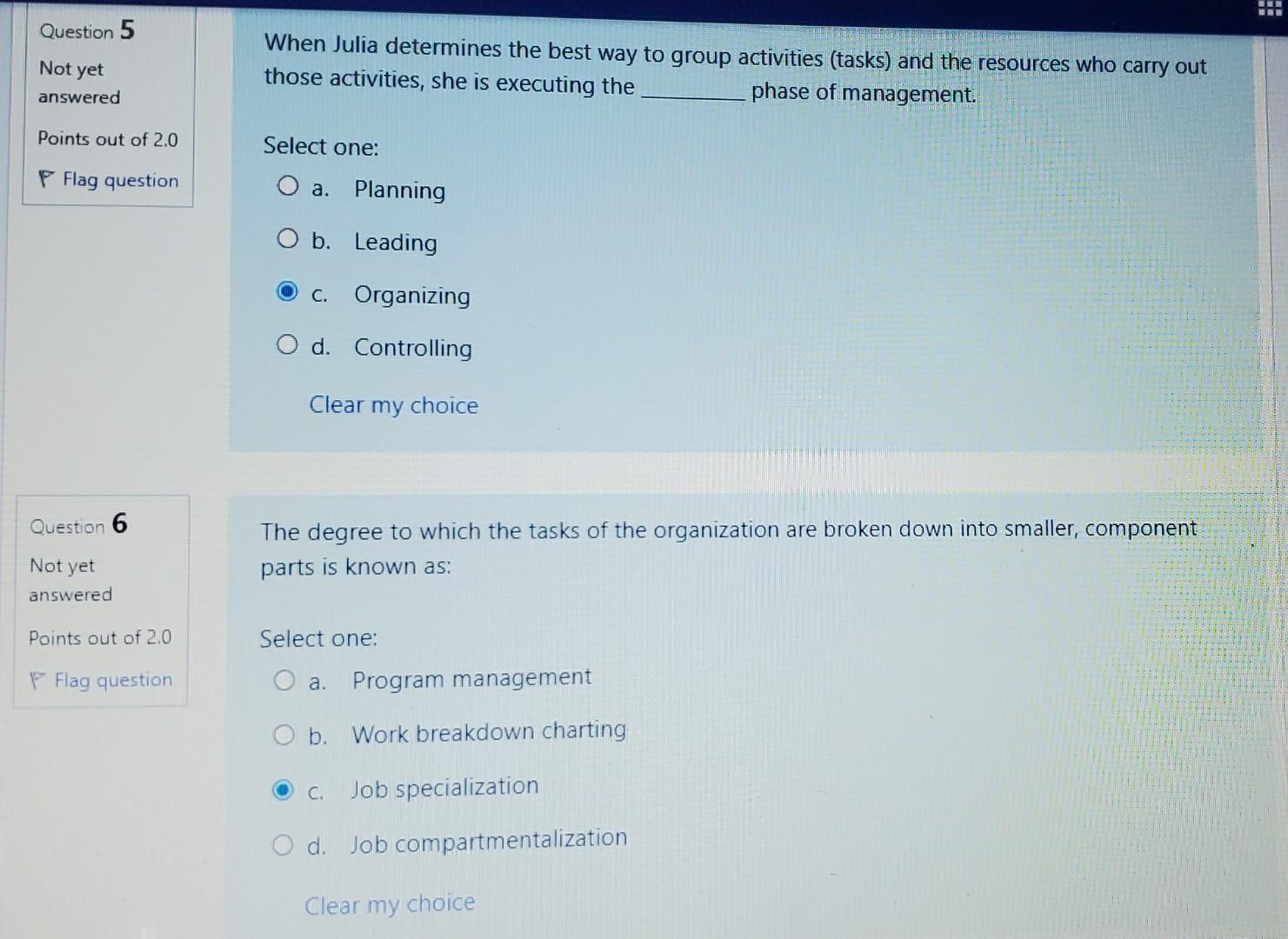 Question 5 Not yet When Julia determines the best way to