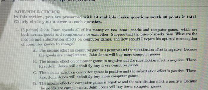  MULTIPLE CHOICE In this section, you are presented with 14 multiple
