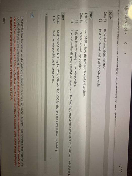 residual value. The company has a December 31 year end, prepares adjusting