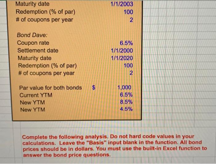 Sam and Bond Dave have 6.5 percent coupons, make semiannual payments, and