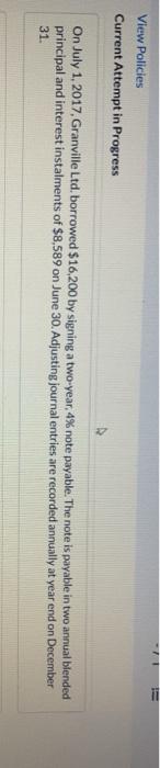  !! View Policies Current Attempt in Progress On July 1, 2017,