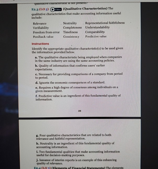 VISINI quamative characterist is nur present? E2.3 (LO2) video (Qualitative Characteristics)