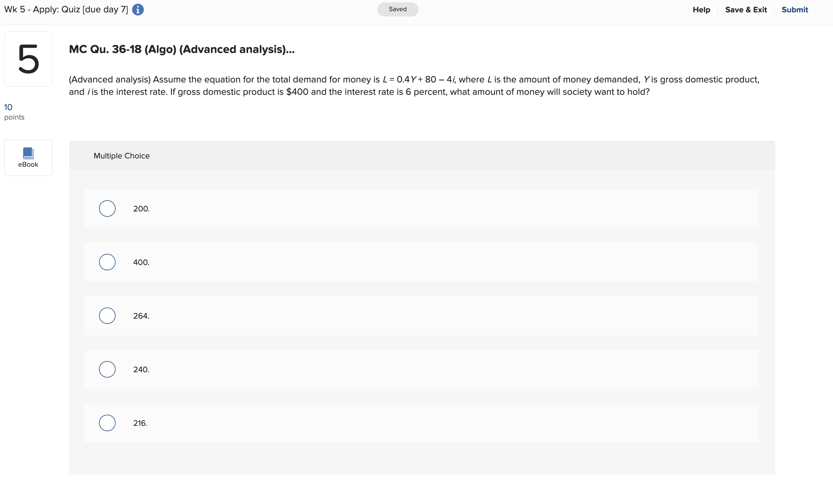 What is the solution to number 5? Wk 5 Apply: Quiz [due