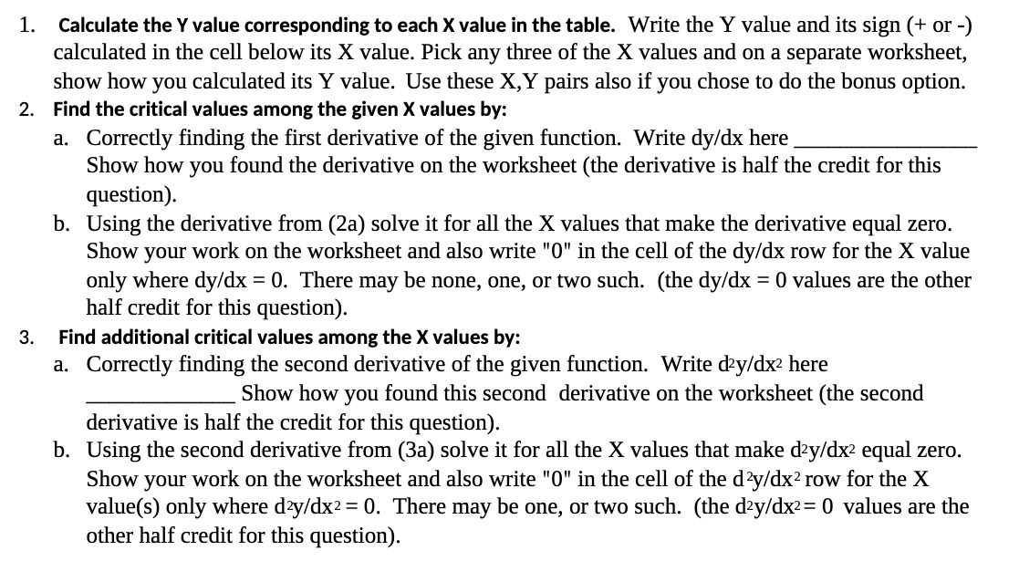  1. Calculate the Y value corresponding to each X value in