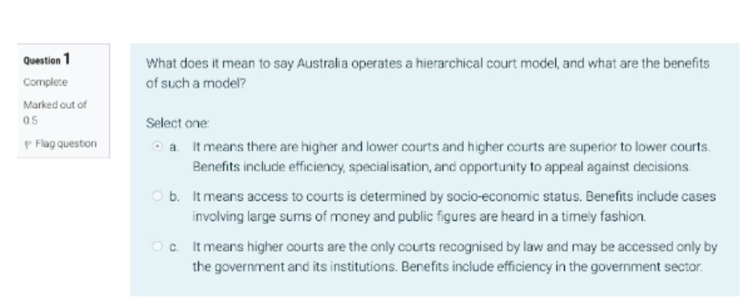 question 1 What does it mean to say Australia operates a