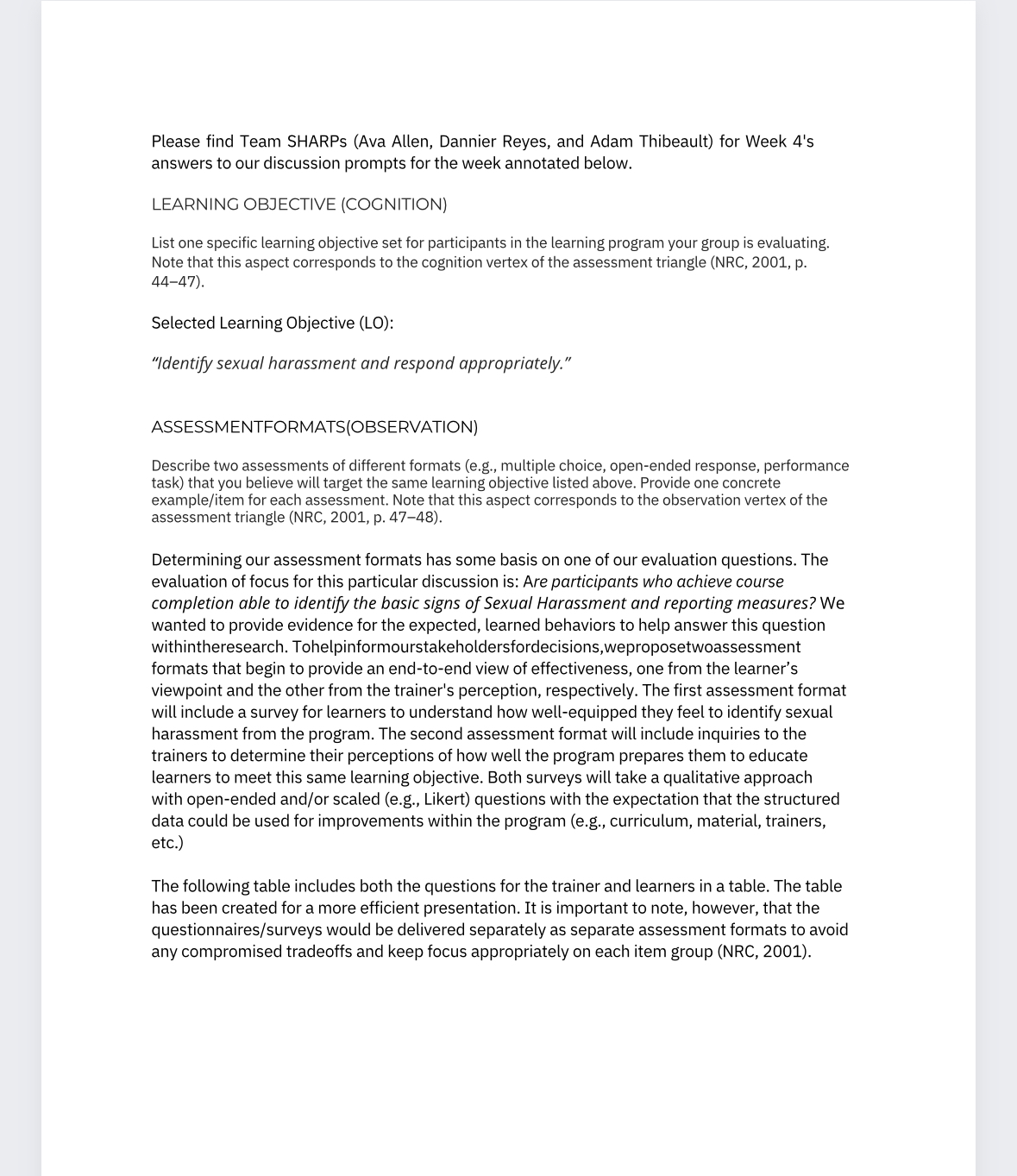 your data collection and analysis methodsKey findingsRecommendationsThe presentation will be evaluated by