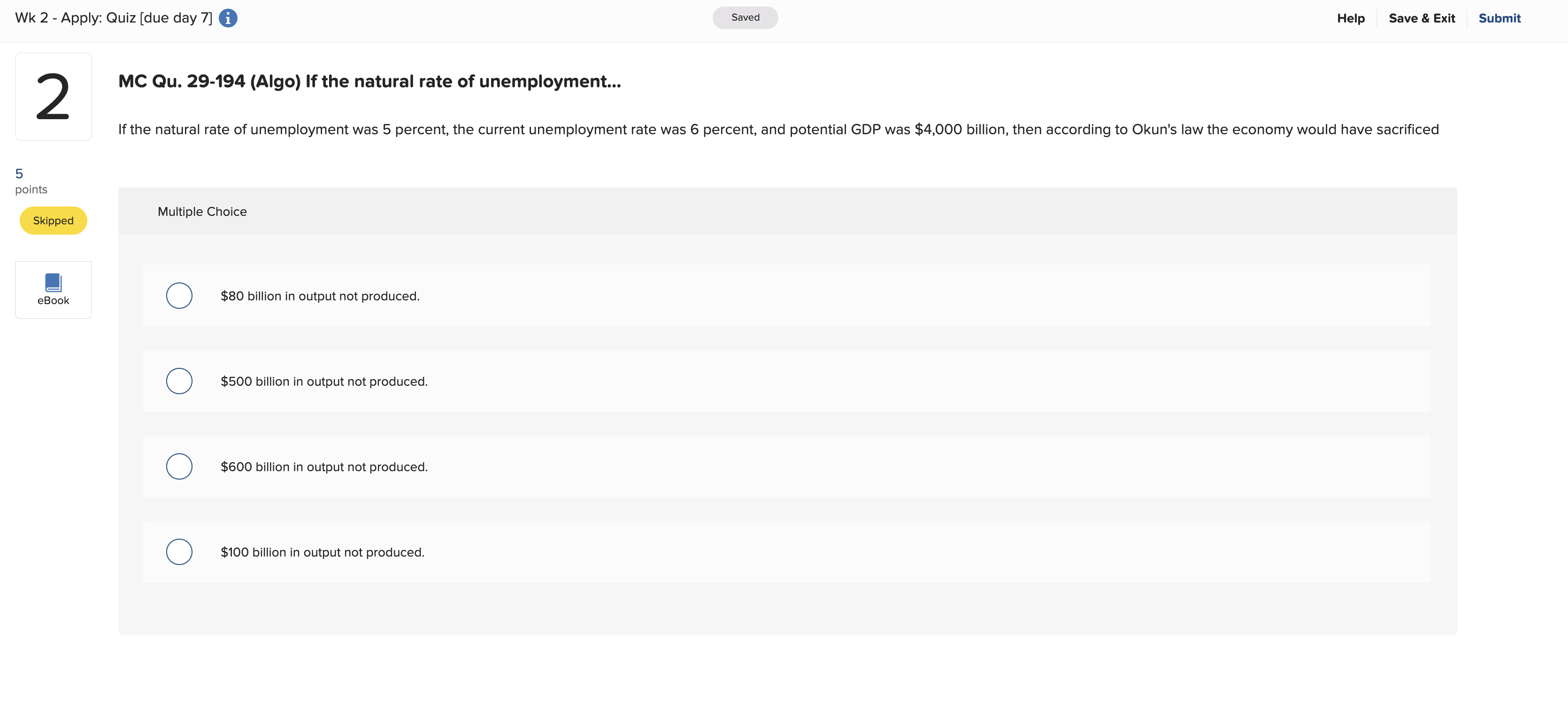 What is the solution to number 2? Wk 2 - Apply: Quiz