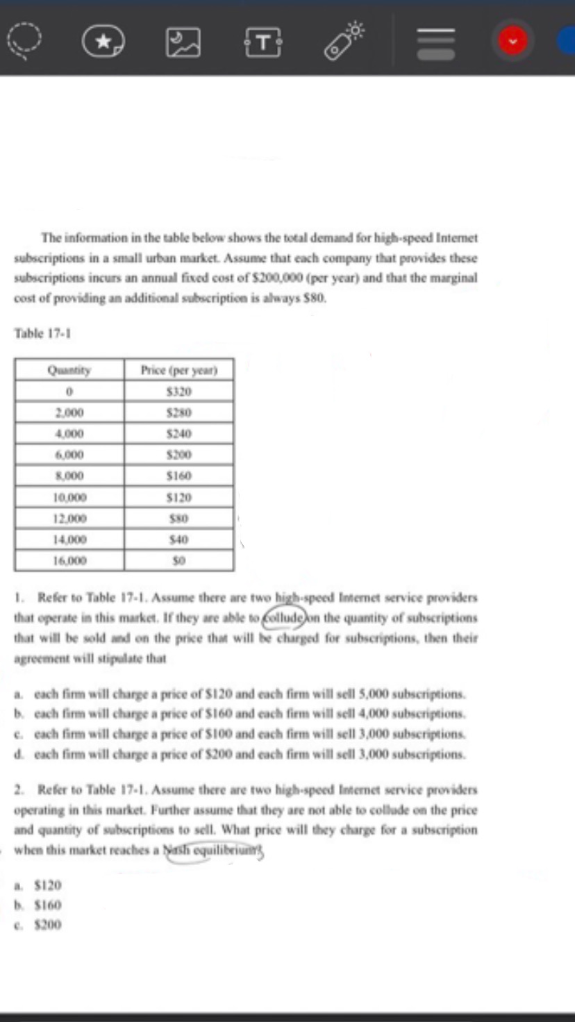  * T The information in the table below shows the total