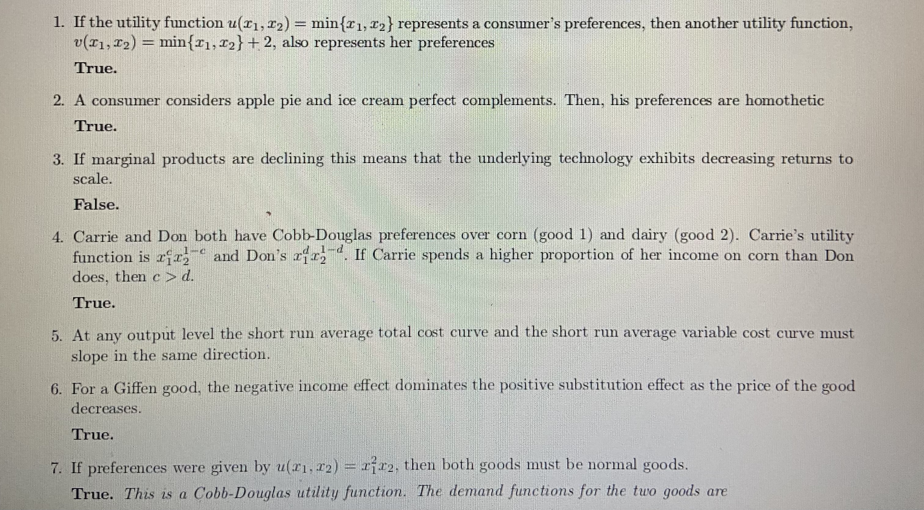  1. If the utility function u(T1, 12) - min (T1, 12}