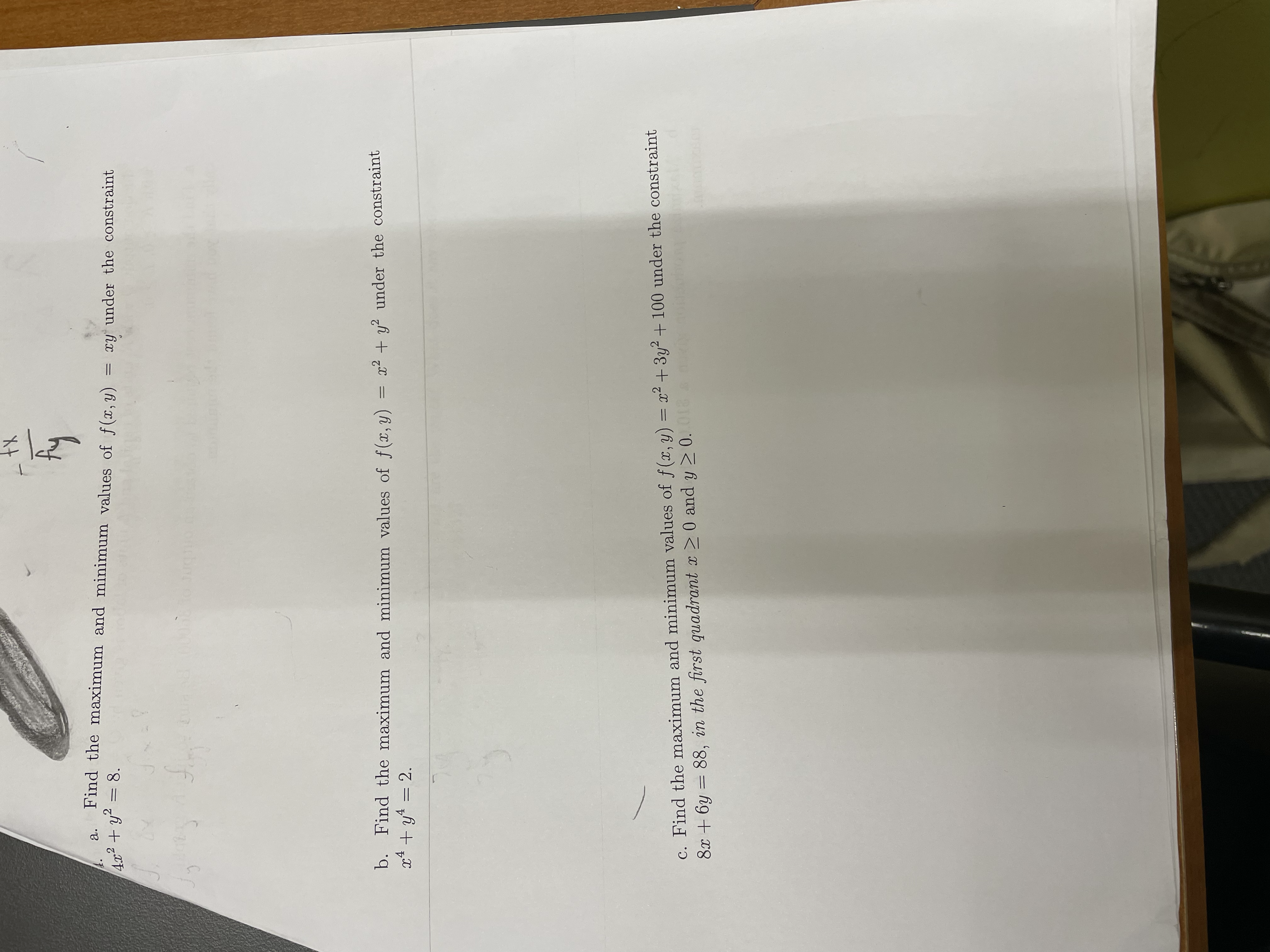  a. 4x2 + 92 = 8. Find the maximum and minimum