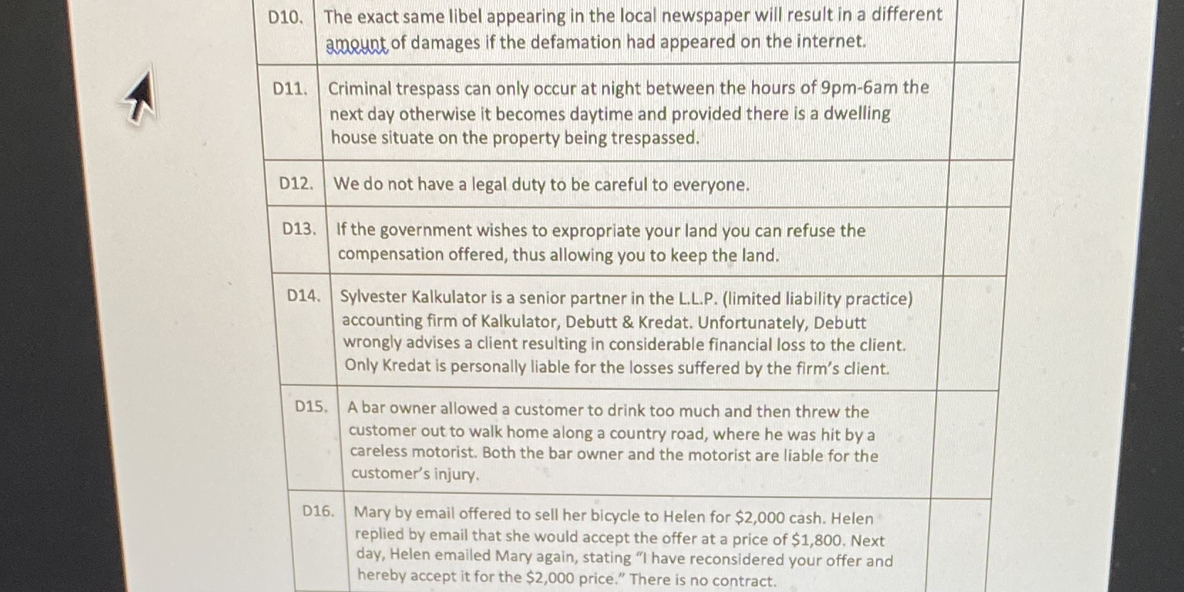 These are TRUE OR FALSE QUESTIONS. I need this ASAP PLEASE AND