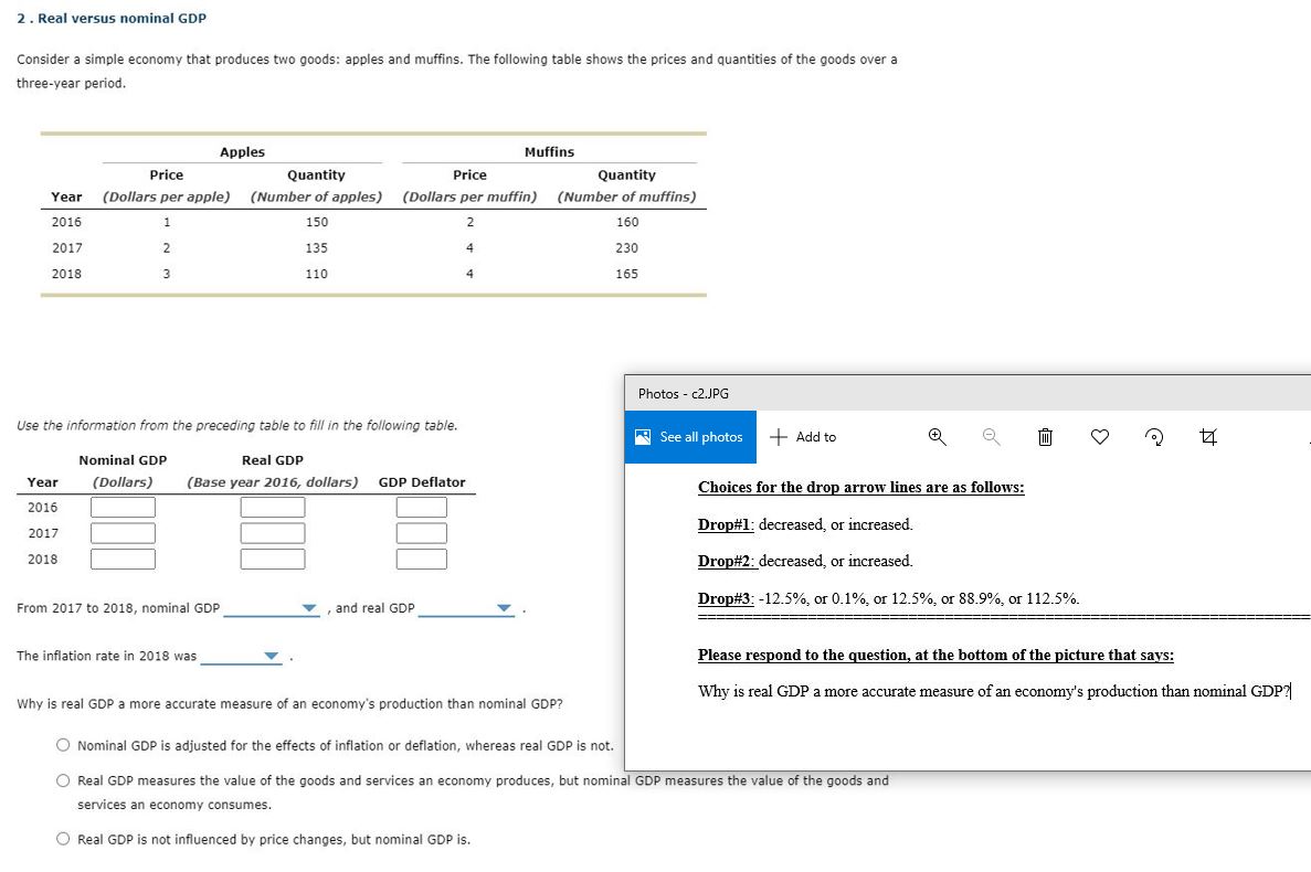 2 . Real versus nominal GDP Consider a simple economy that produces