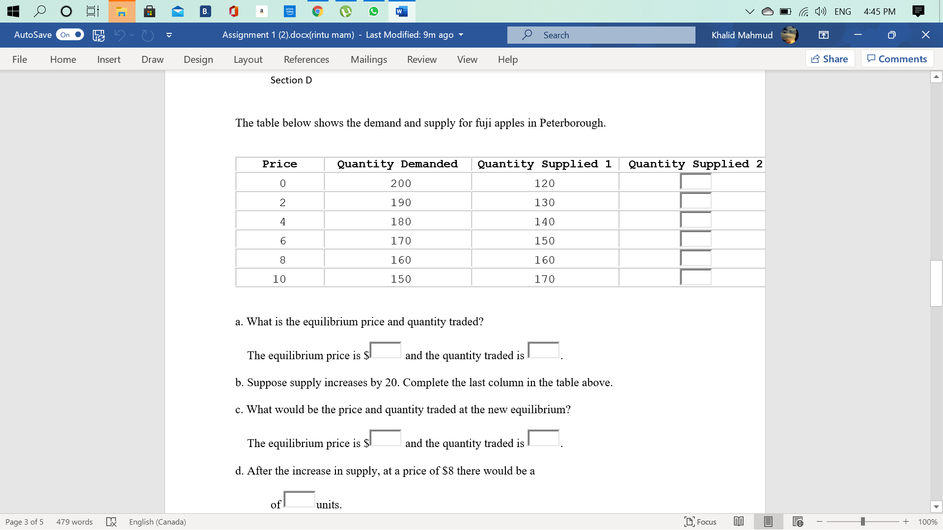 for capital goods and consumer goods in the economy of New Harmony.