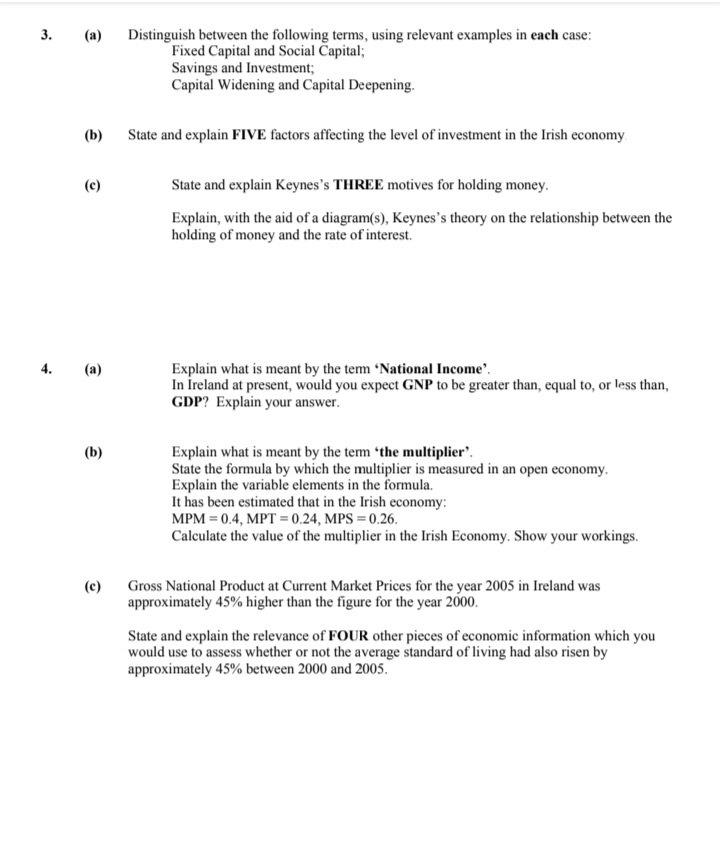 Questions: 3. (a) Distinguish between the following terms, using relevant examples