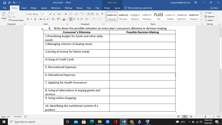 A G Document1 - Word Table Tools cungnatural.com File Home Irriert
