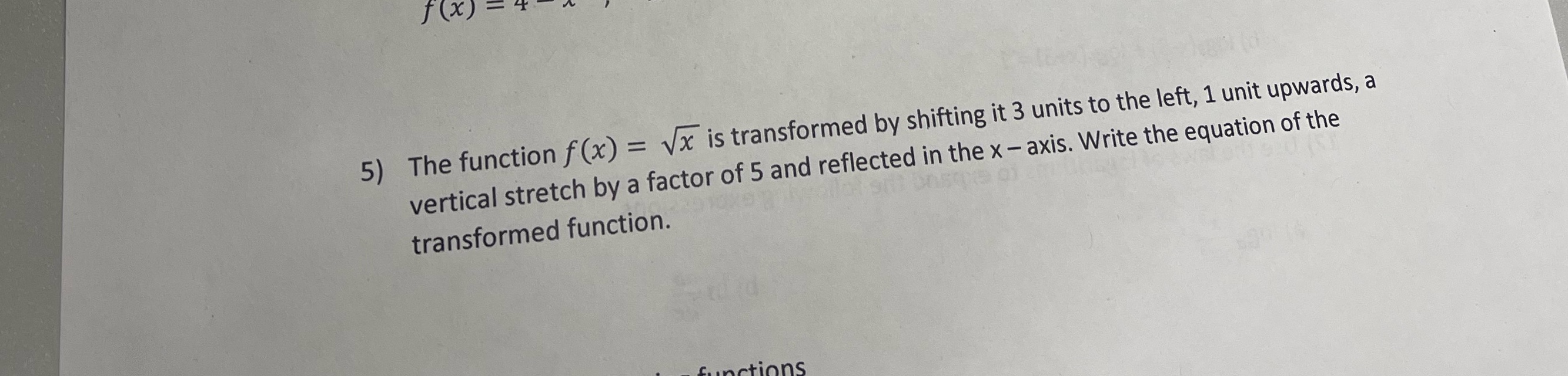 J( X ) 5) The function f (x) = vx is