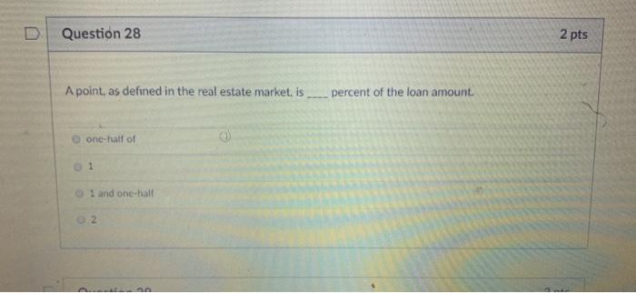  0 Question 28 2 pts A point, as defined in the