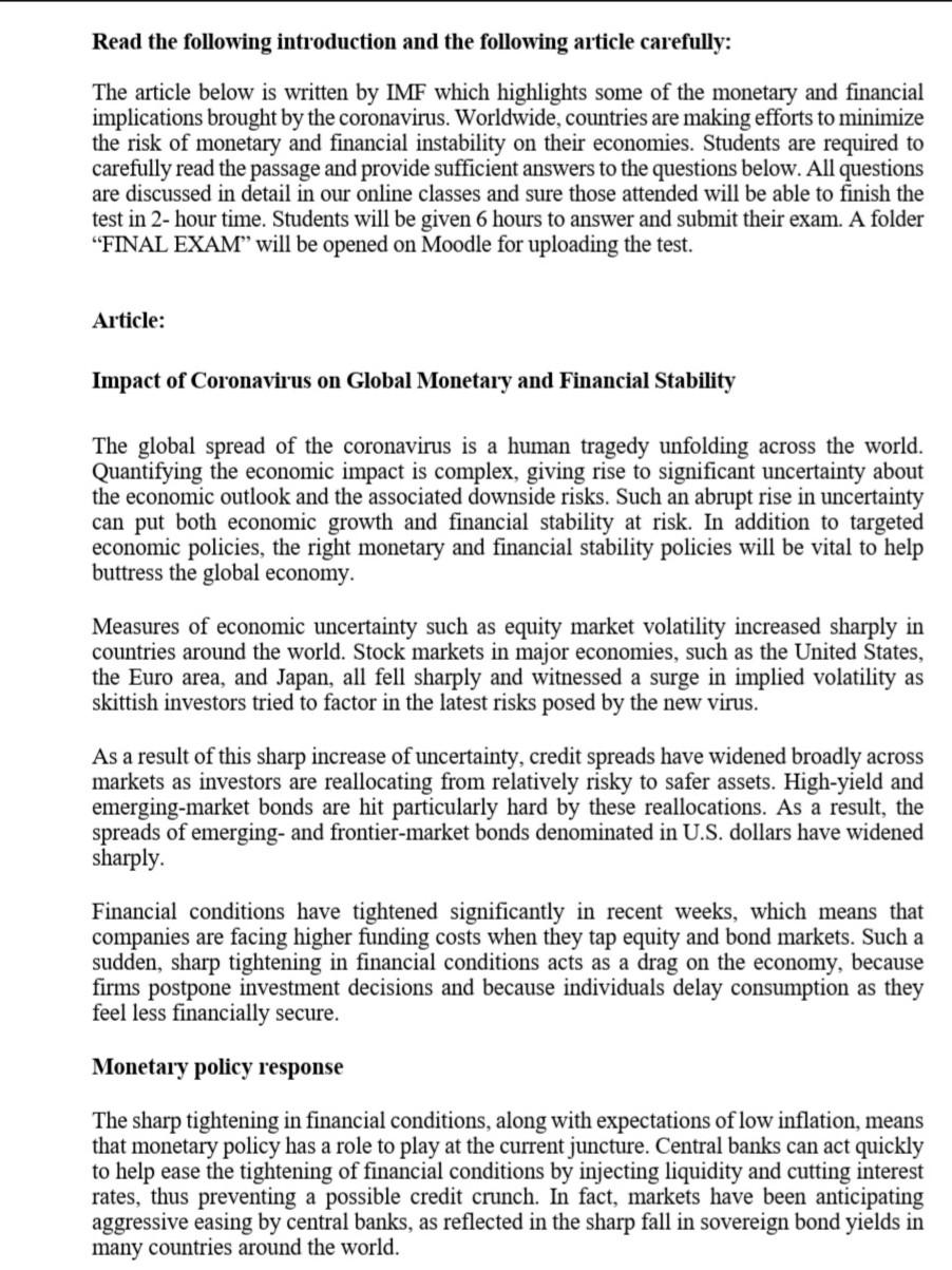  Read the article and answer 3 & 4 for exam Read