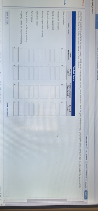 PRINTER VERSION BACK NEXT Problem 14-OZA Bell Company, a manufacturer of audio