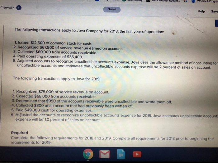  Workout Progra mework 0 Saved Help Save The following transactions apply