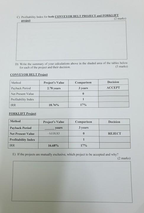 pieces of equipment, a CONVEYOR BELT and an overhead FORKLIFT system, in