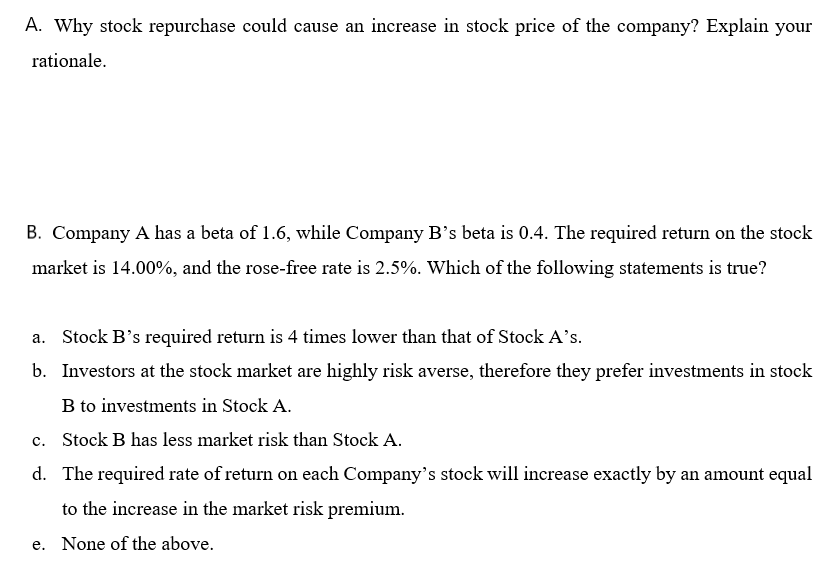 A. Why stock repurchase could cause an increase in stock price