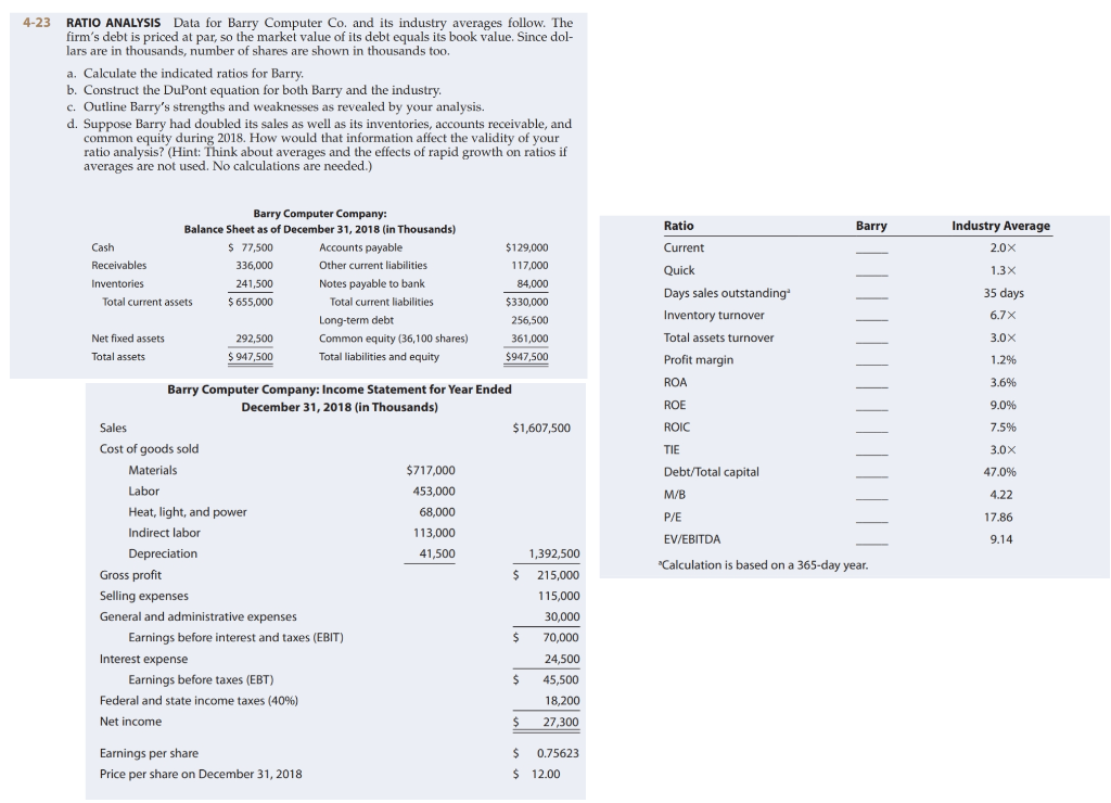 Prepare a performance report on Barry Computer Company. (Problem 4-23 on pages