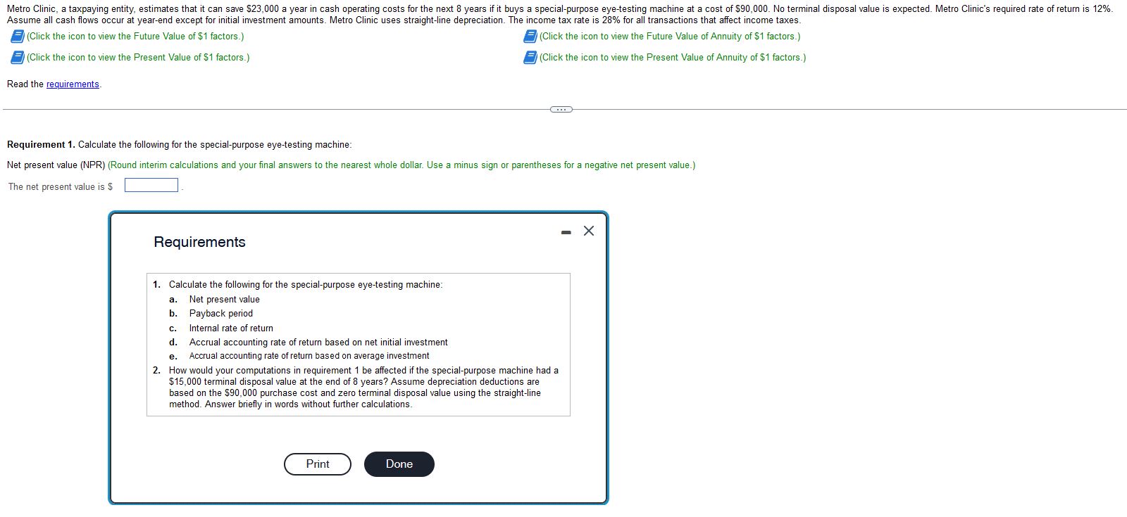  Assume all cash flows occur at year-end except for initial investment