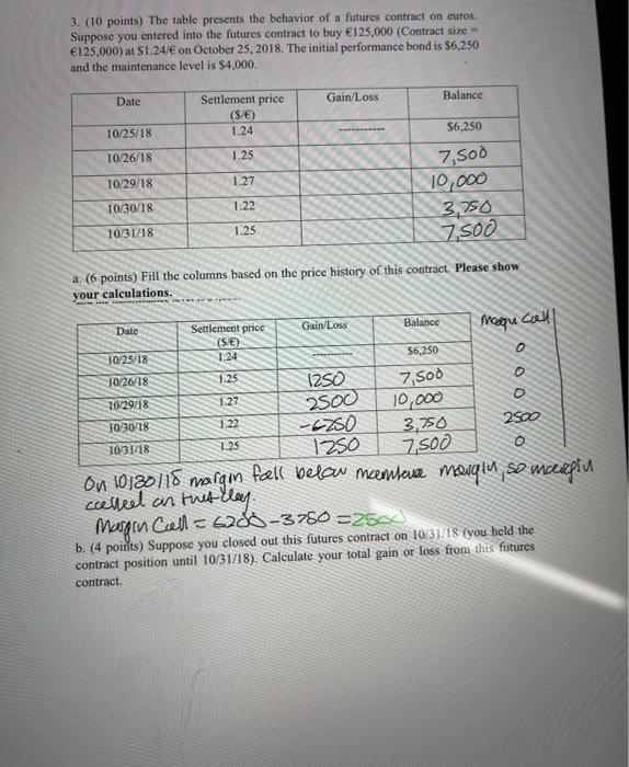 answer question B please, A is answered 3. (10 points) The table