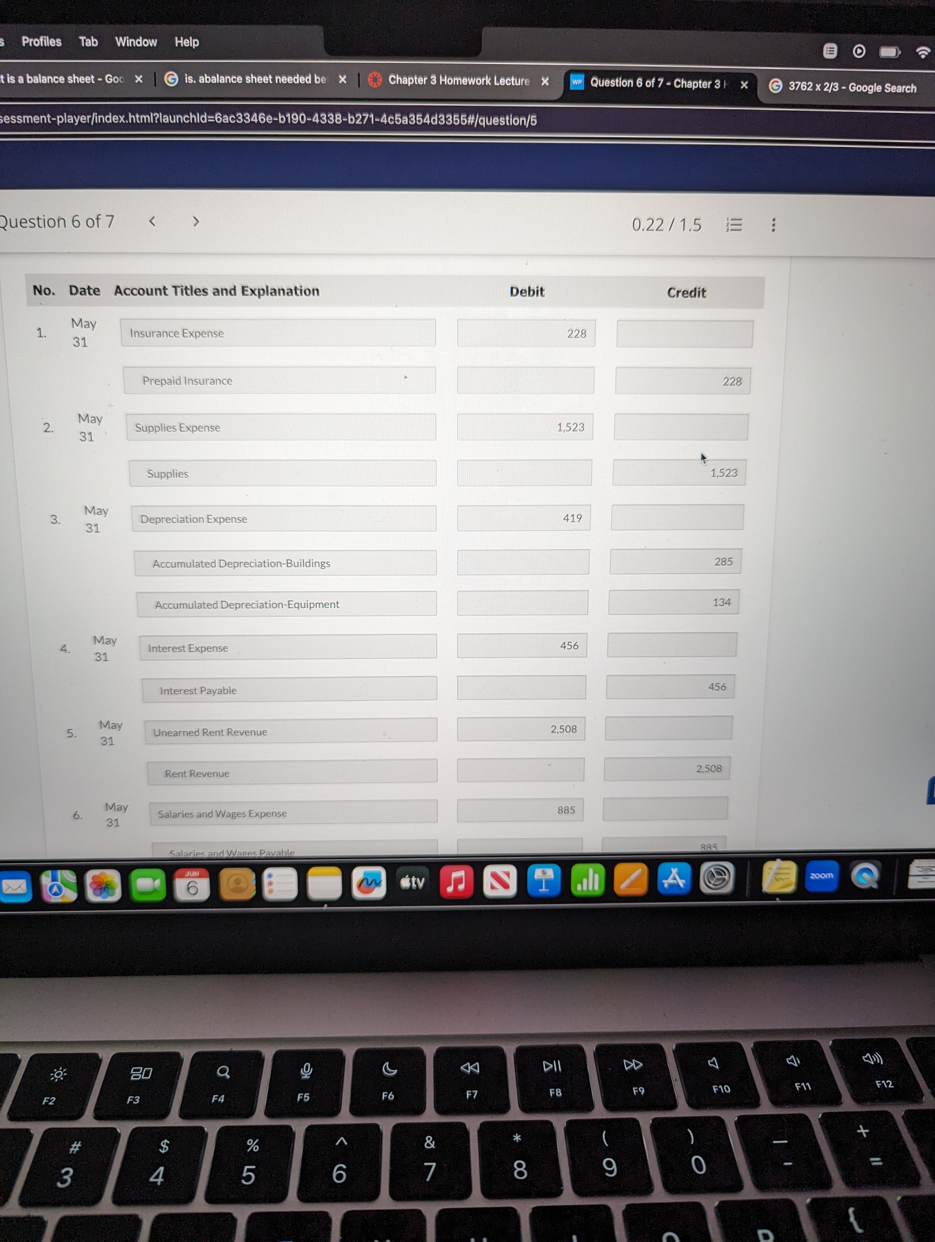 | Chapter 3 Homework Lecture X P Question 6 of 7 -