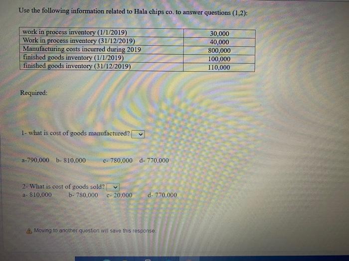  Please, quickly, a cost accounting Use the following information related to