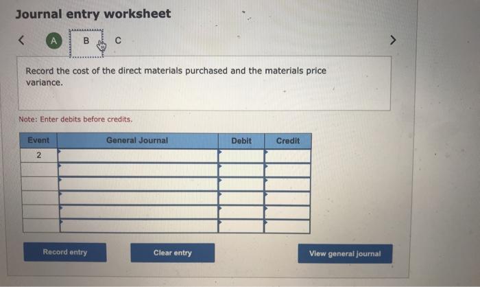 data concerning direct materials. Actual production Direct materials purchased (actual) Standard cont
