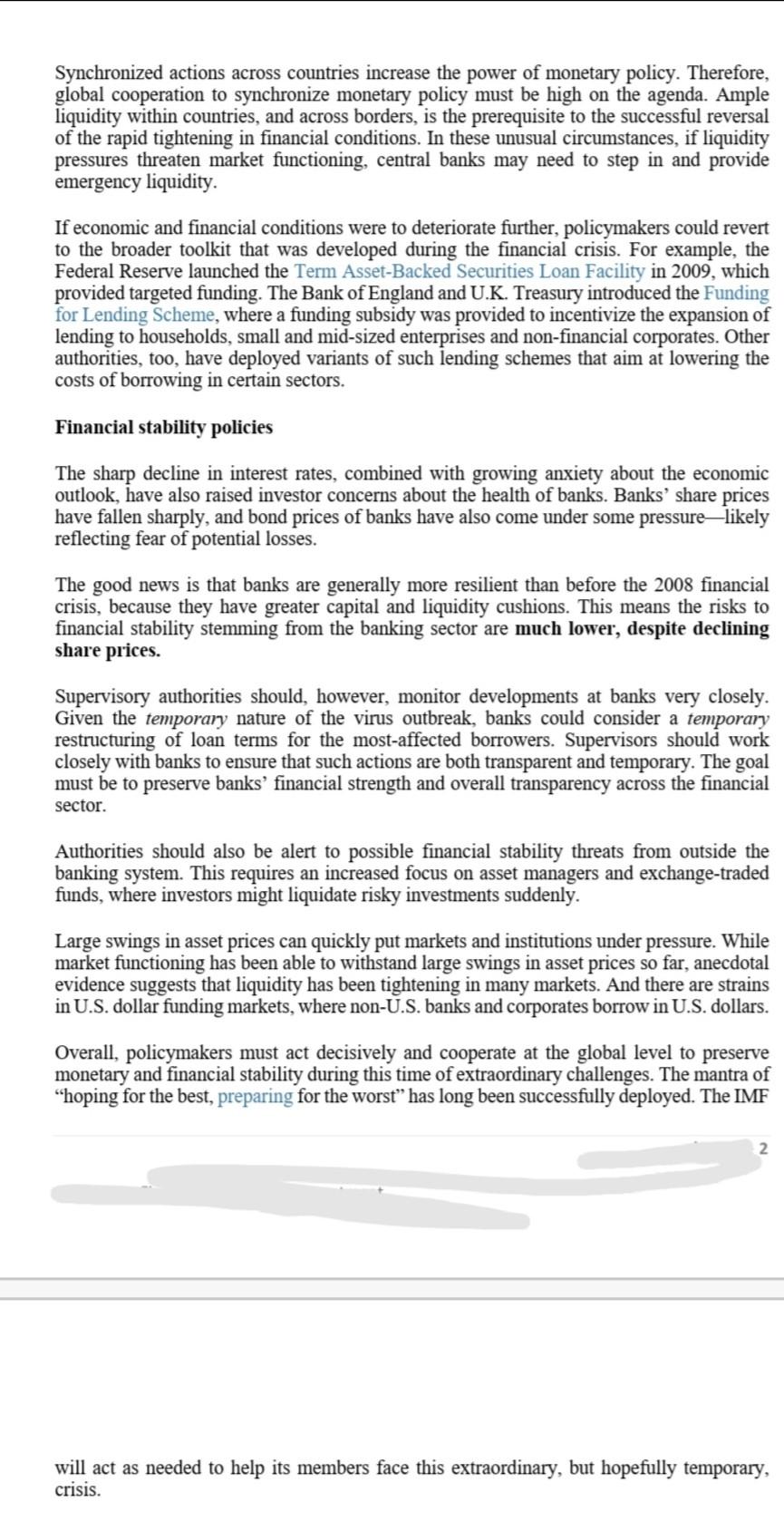 and the following article carefully: The article below is written by IMF