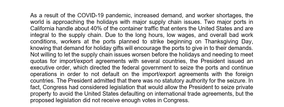 Please see the attached reference for details.Question: The port owners sue, stating