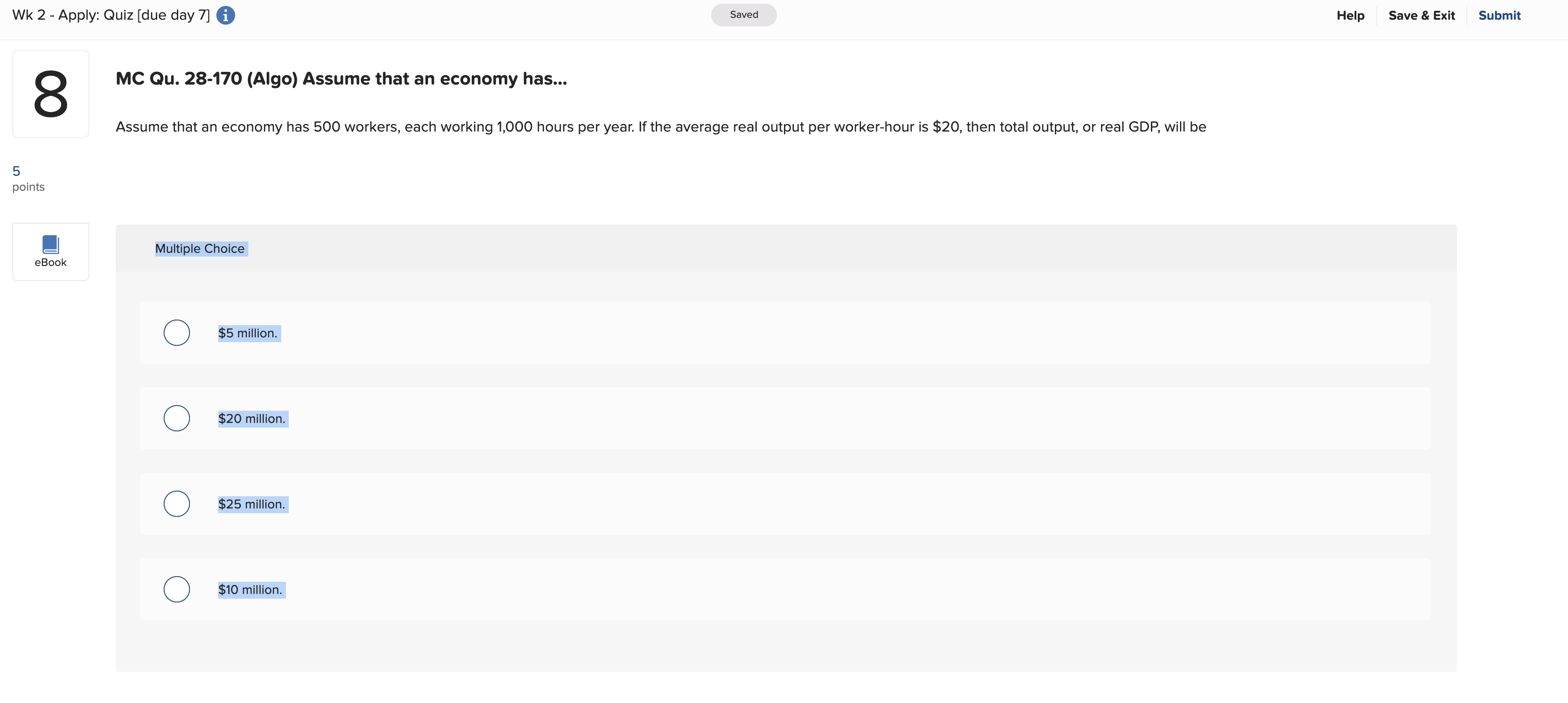 What is the solution to number 8? Wk 2 - Apply: Quiz
