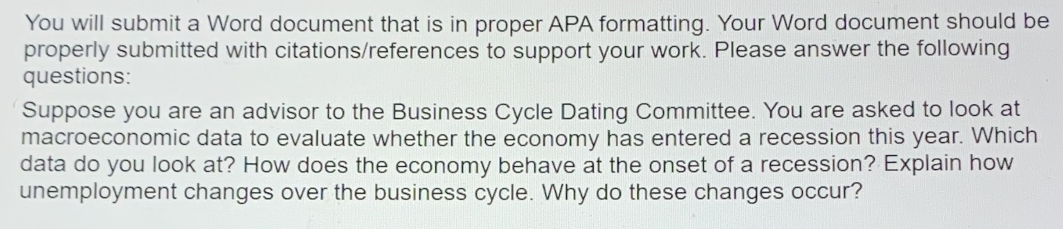 You will submit a Word document that is in proper APA