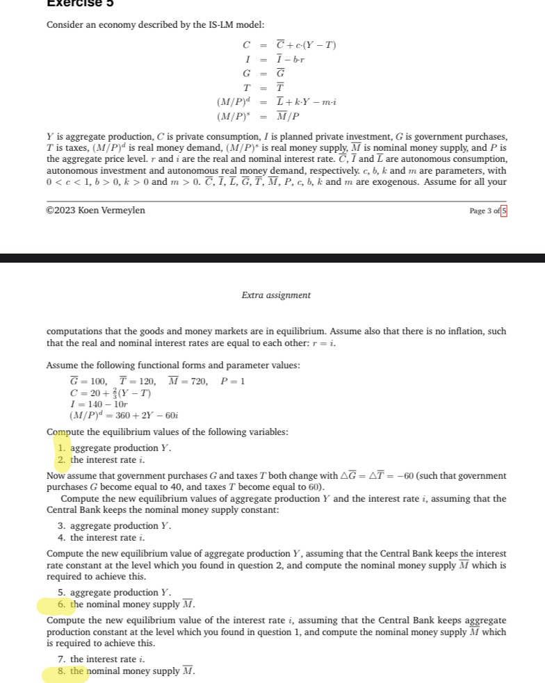 Please put explanation on how you got the result Exercise 5 Consider