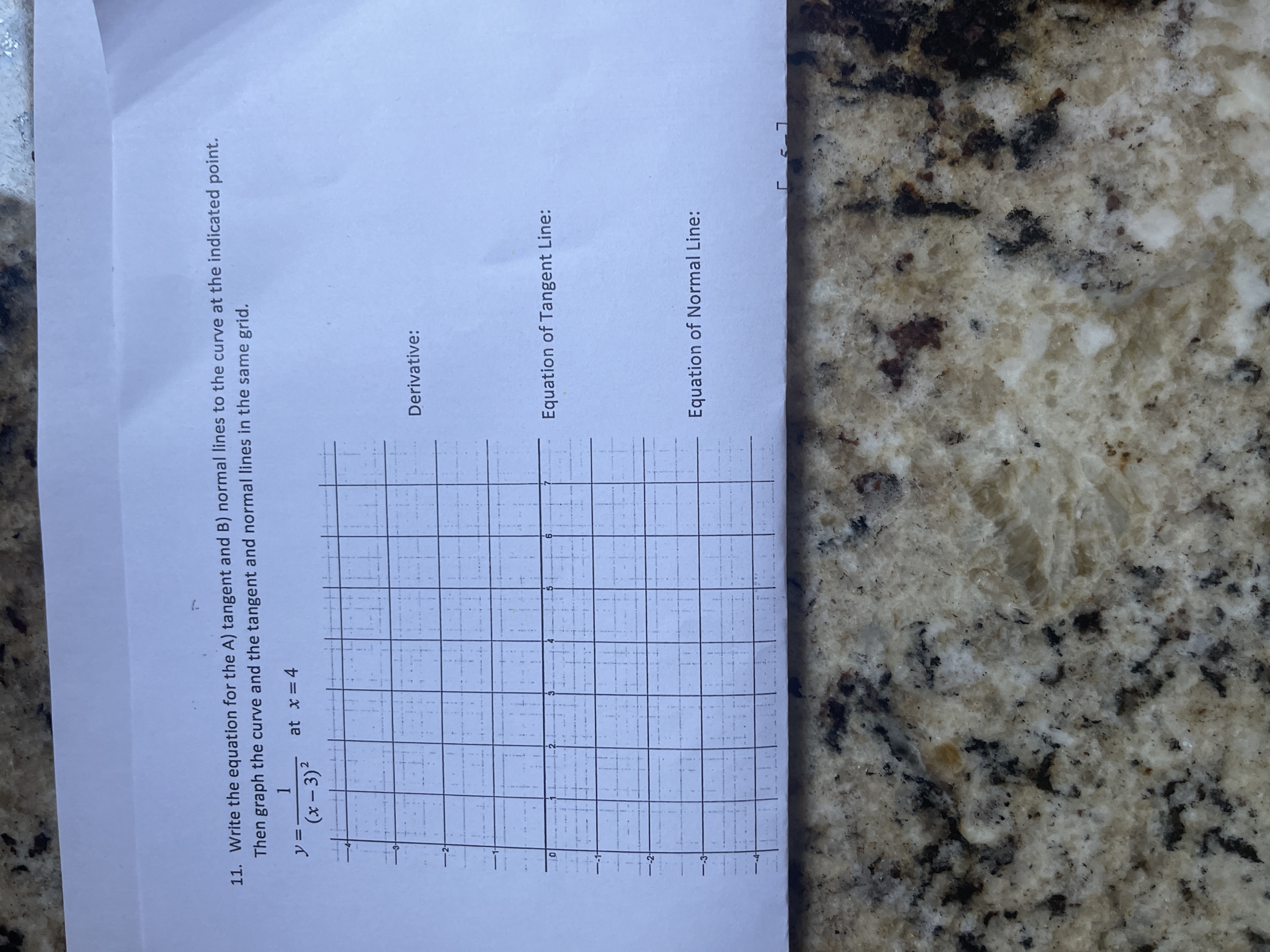 11. Write the equation for the A) tangent and B) normal