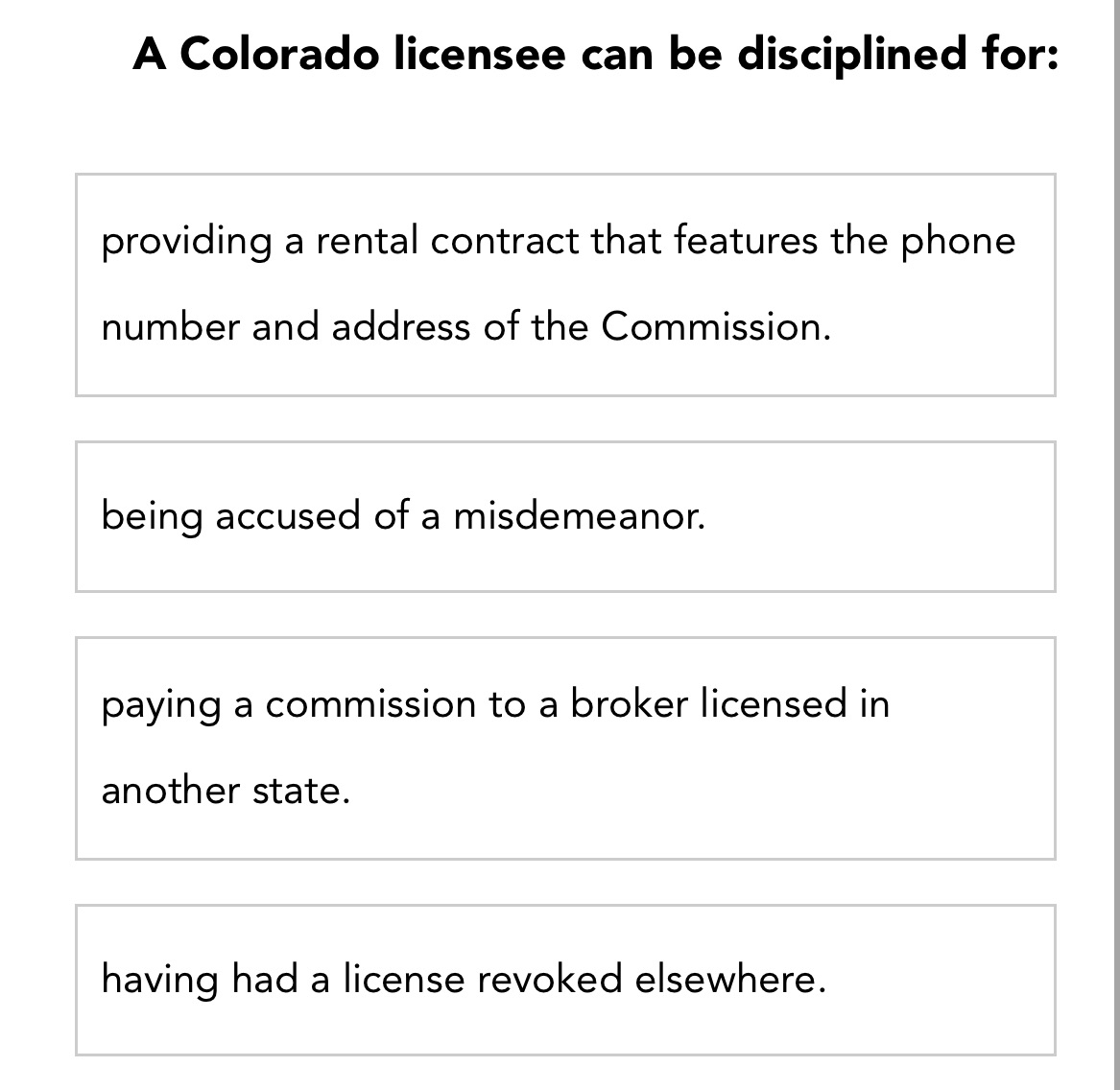 What is the correct answer to this question? This is for Colorado