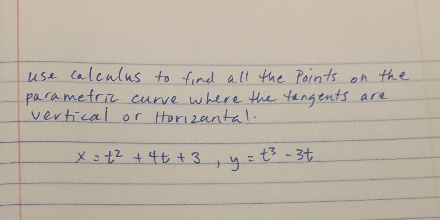 Need help use calculus to find all the Points on the parametric