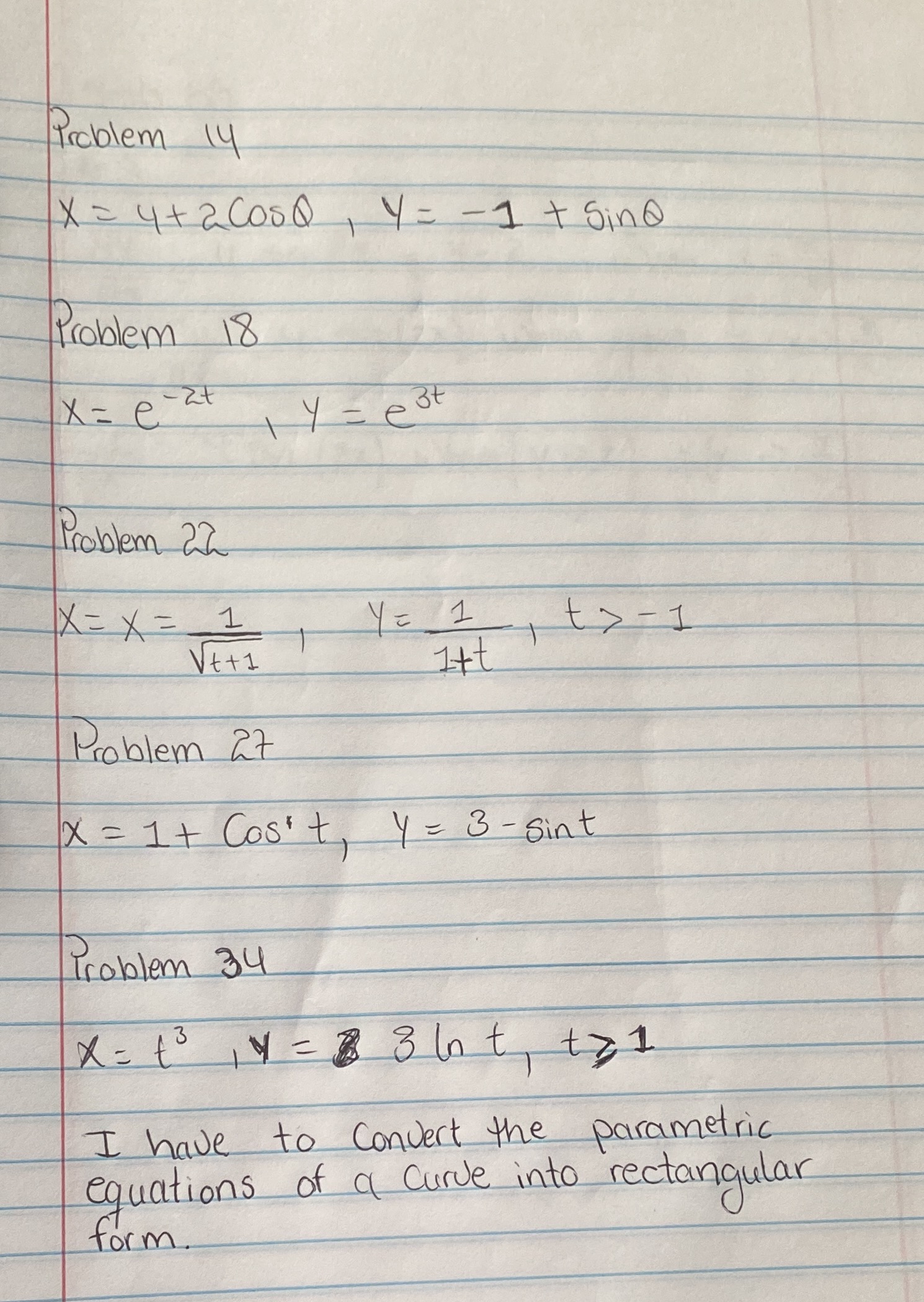 Problem 14 X = 4 + 2 CosQ 4 - -