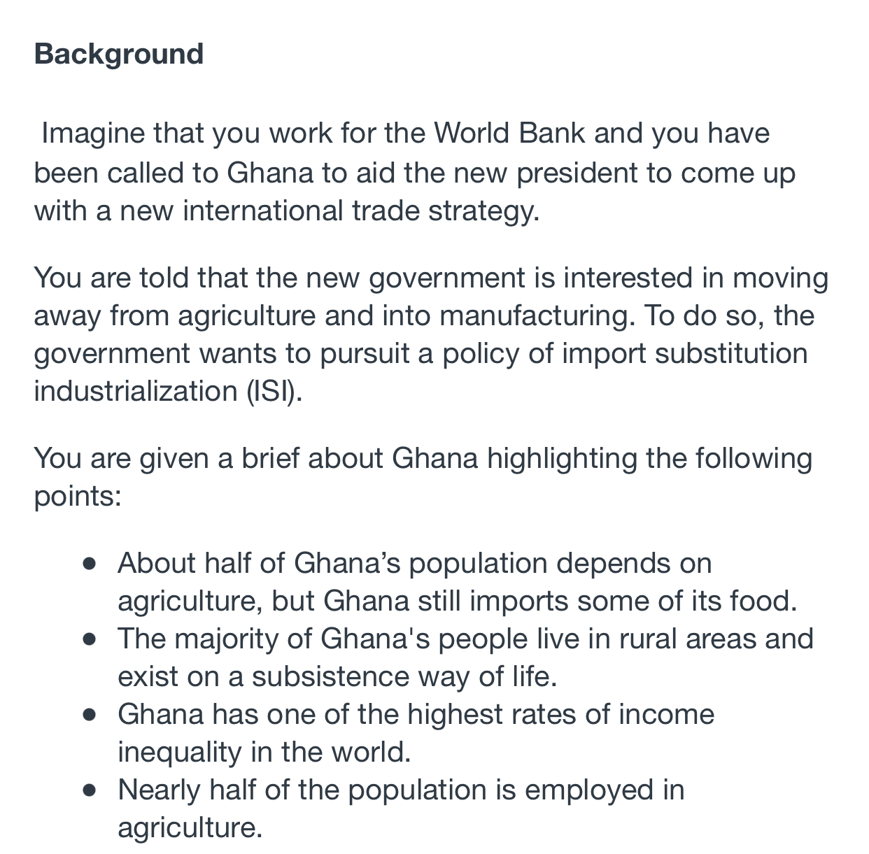 president is also very interested in banning the imports of food in