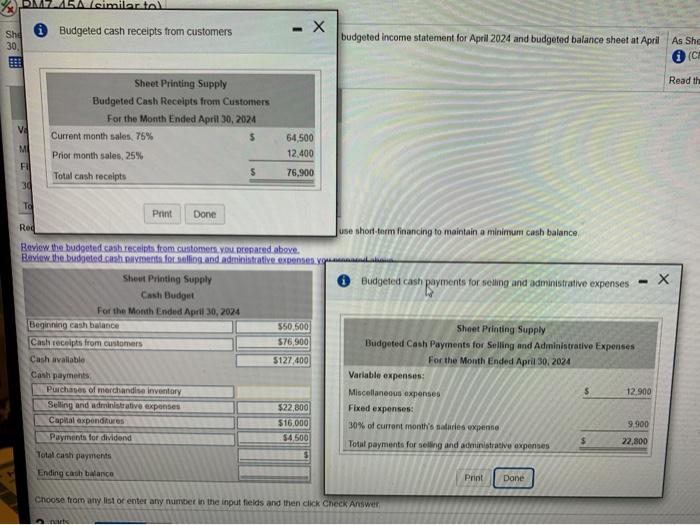 budget for April 4. Prepare the schedule of cash receipts from customers