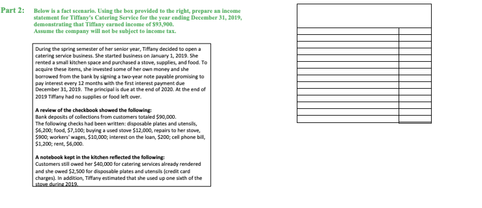 Part 2: Below is a fact scenario. Using the bou provided