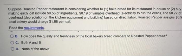 red overhead (depreciation on the kitchen equipment and building) based on direct