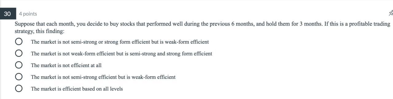  30 4 points Suppose that each month, you decide to buy