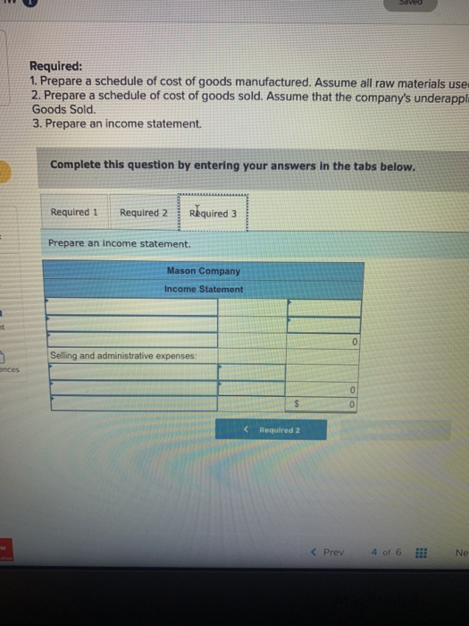 material purchases Selling expenses Administrative expenses Manufacturing overhead applied to work in