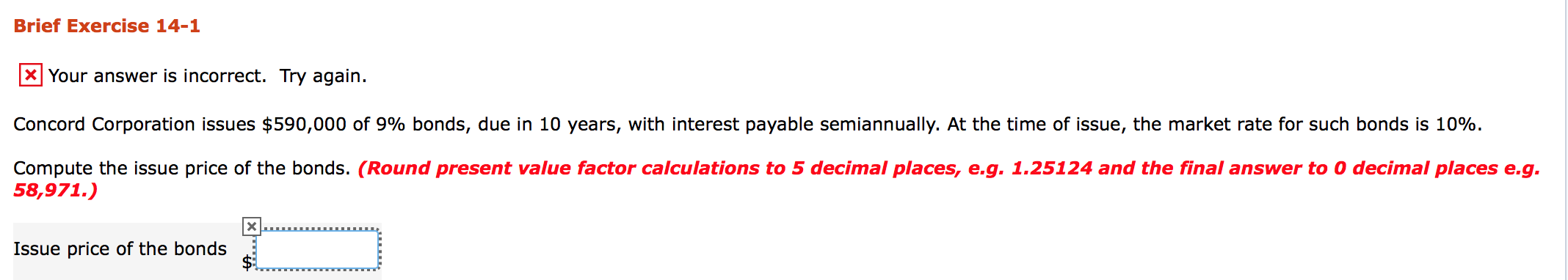 Brief Exercise 14-1 |x Your answer is incorrect. Try again. Concord