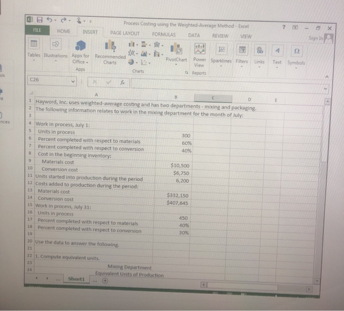 of production using the weighted-average method 2. Compute the cost per equivalent